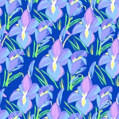 seamless floral pattern with irises