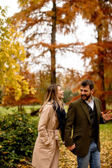 Young couple in the autumn park