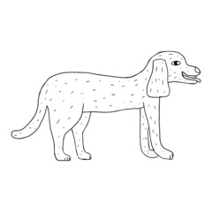 Cartoon doodle linear cute dog isolated on white background. Cute pet. 