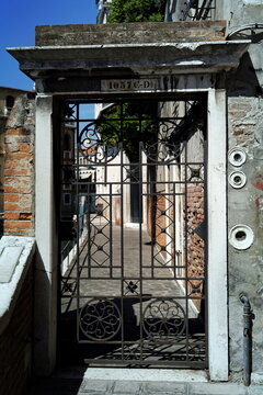 closed iron gate in Venice Italy