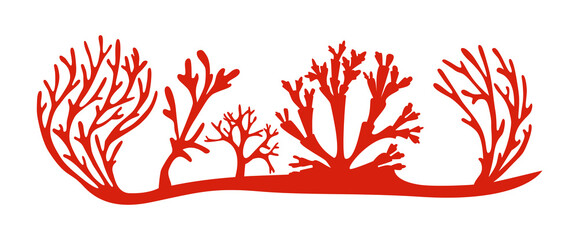 Silhouette of coral reef with different sprigs of mine on white background © Ольга Бошарова