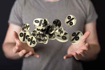 Sales icons floating in the air 3D rendering