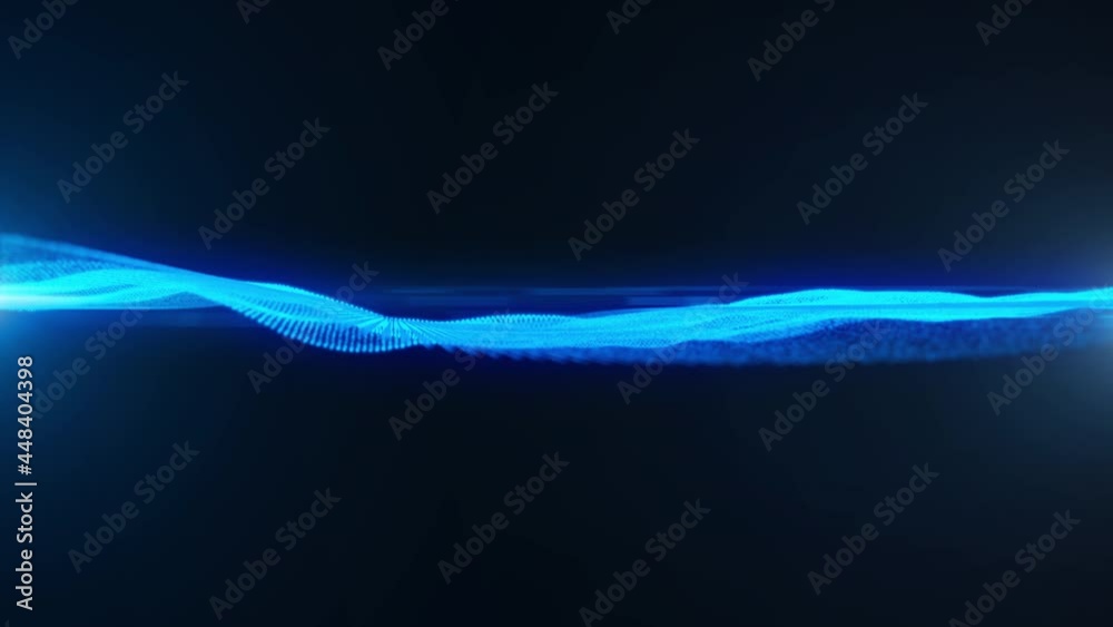 Aufkleber Futuristic Glow Blue Dynamic Wave Element Security Data Flow Communication DOF 4K Motion Background