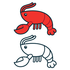 Cartoon lobster or crawfish drawing