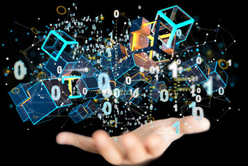 small data Cloud technology. Polygonal wireframe art looks like constellation