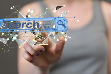 Interface web application in hand 3d