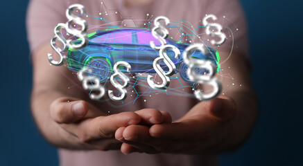 Car insurance concept with car in hands
