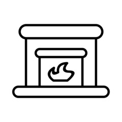 Fire Place Vector Line Icon Design