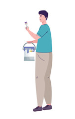 man painter paints with brush