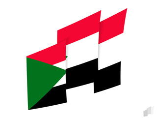 Sudan flag in an abstract ripped design. Modern design of the Sudan flag.