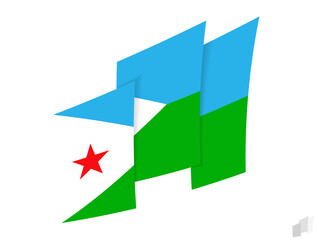 Djibouti flag in an abstract ripped design. Modern design of the Djibouti flag.