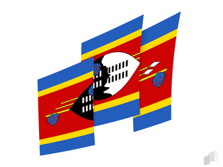 Swaziland flag in an abstract ripped design. Modern design of the Swaziland flag.