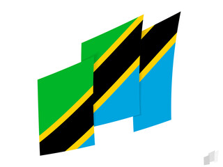 Tanzania flag in an abstract ripped design. Modern design of the Tanzania flag.