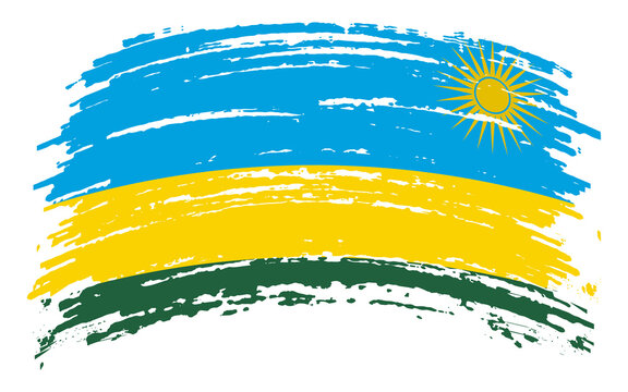Rwanda flag in grunge brush stroke, vector