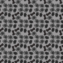 seamless pattern with cameras. vector doodle illustration with cameras