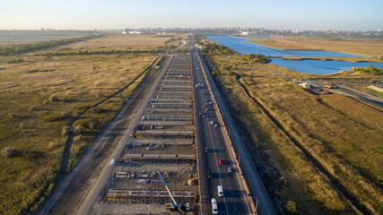Construction of a new road at the southern entrance to Rostov-on-Don. Russia