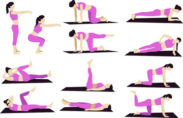 set of yoga poses