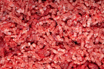 Background texture of of raw minced meat close up