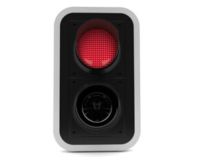 Car wheel inside red traffic light