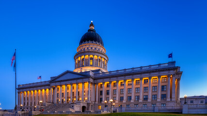 Portrait of the Utah State Capital in the early morning