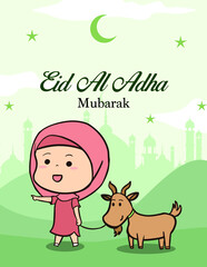 eid al adha card with little girl