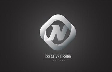 N grey black alphabet letter logo icon. Creative design for company and business