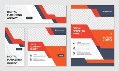 Set of Editable Instagram post template modern background. Promotional web banner for company business. professional business instagram stories. webinar banner sale ads and discount promo