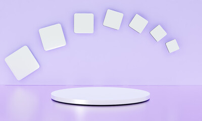 Scene with elegant shiny podium for mock up presentation in minimalism style with copy space, 3d render abstract background