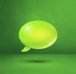 Green speech bubble on concrete wall square background