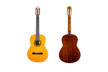 Fototapeta premium wooden acoustic guitar isolated over white background