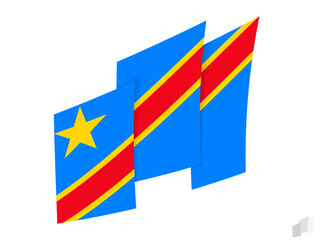 DR Congo flag in an abstract ripped design. Modern design of the DR Congo flag.