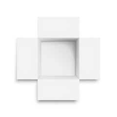 Open white box. Top view isolated on white background. Vector illustration.