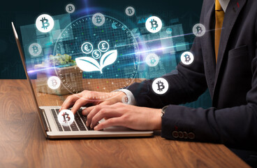 business hand working in stock market