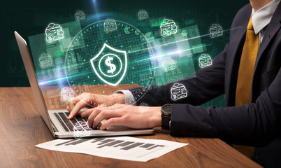 business hand working in stock market