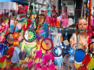 close up of traditional Mexican colorful beads