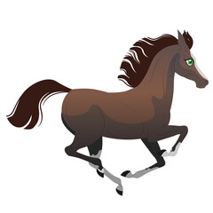 The carton horse runs at a gallop. Pony illustration for children's book.