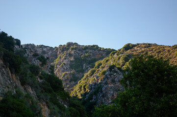 Fototapeta na wymiar Sunny valley before sunset in Greece