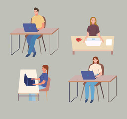 people working at the computer