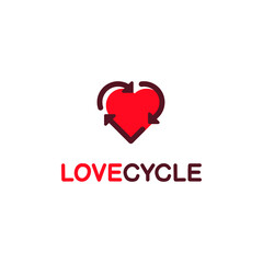 Love Cycle Line Color Simple Fun Modern Icon Illustration Logo Design Vector