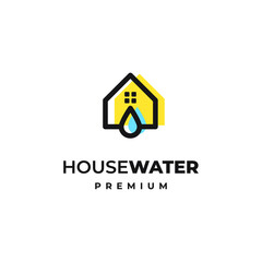 House Water Home Line Color Simple Modern Fun Icon Illustration Logo Design Vector