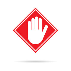Stop icon with alert hand, warning covid symbol, no - danger isolated on white background vector illustration