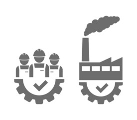 worker and factory in gear