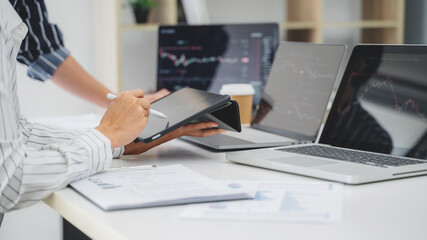 Investment planing and strategy concept, Financial data analysis graph business analytics and...