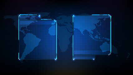 abstract futuristic background of blue technology sci fi frame, hud ui topic, lower third button bar