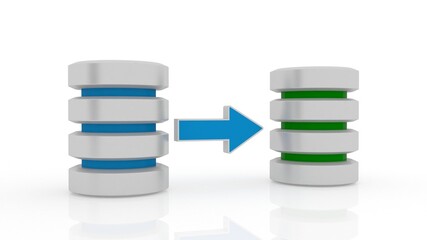 3d illustration server with transfering arrow