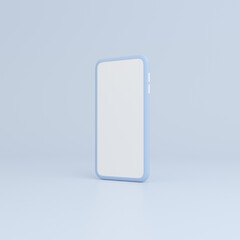 Blue smartphone on studio background.
