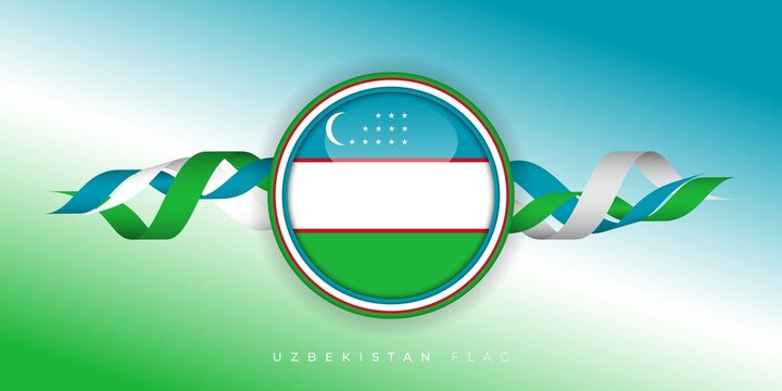 Uzbekistan independence day background with Circle Uzbekistan flag and ribbon design - Powered by Adobe