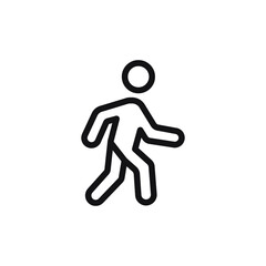 Person walking, pedestrian thin line, outline icon on a white background. Travel related icon. EPS Vector