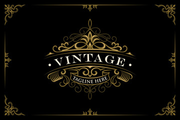 Vintage logo elegant frame border ornament