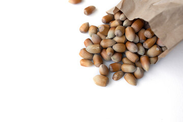 hazelnuts on a white background